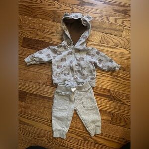 Carter's Gray and Brown Bear Print Baby Outfit